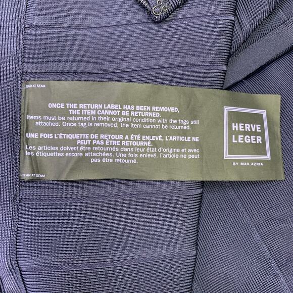 HERVE LEGER Size M Catarina Navy Rayon Blend Bandage Cap Sleeves Evening Gown - Picture 4 of 6